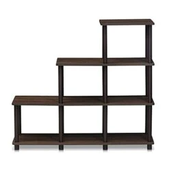 FURINNO 3 Shelves, Turn-N-Tube Ladder Space Shelf, Walnut/Brown -Songmics Furniture Shop 41qi2nH08ML