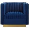 Modway Sanguine Vertical Channel Tufted Performance Velvet Upholstered Armchair In Navy