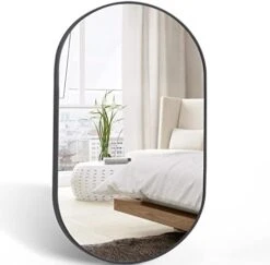 COFENY Oval Mirror, 17"x30" Black Bathroom Mirror With Metal Frame, Wall Mount Mirrors Decor For Bedroom Living Room、Entryway Hangs Horizontal Or Vertical -Songmics Furniture Shop 41qnIYXx63L. AC