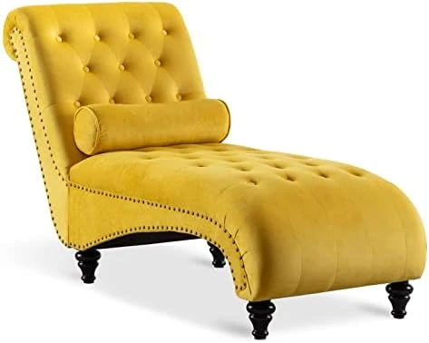 Paddie Velvet Button-Tufted Chaise Lounge Chair Leisure Sofa Chaise Chair W/Bolster Pillow, Nailhead Trim And Turned Legs For Indoor Living Room (Green) 11 Paddie Velvet Button-Tufted Chaise Lounge Chair Leisure Sofa Chaise Chair W/Bolster Pillow, Nailhead Trim And Turned Legs For Indoor Living Room (Green) - Image 11