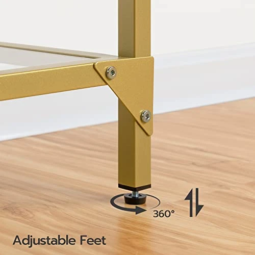 HOOBRO 55.1" Gold Console Table, Narrow Tempered Glass Entryway Table, Sofa Table Behind Couch, Modern Style, Metal Frame, Hallway, Living Room, Gold GD06XG01 3 HOOBRO 55.1" Gold Console Table, Narrow Tempered Glass Entryway Table, Sofa Table Behind Couch, Modern Style, Metal Frame, Hallway, Living Room, Gold GD06XG01 - Image 3