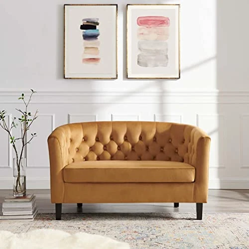 Modway Prospect Performance Velvet Loveseat, Cognac 3 Modway Prospect Performance Velvet Loveseat, Cognac - Image 3
