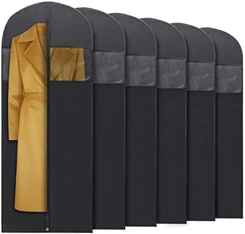 Plixio 60” Black Garment Bags For Hanging Clothes, Men Suit Bag For Travel And Clothing Closet Storage Of Women Dress, Shirts, Coats, Suit Cover - Includes Zipper And Transparent Window (Black - 6 Pack: 60") 6 Plixio 60” Black Garment Bags For Hanging Clothes, Men Suit Bag For Travel And Clothing Closet Storage Of Women Dress, Shirts, Coats, Suit Cover - Includes Zipper And Transparent Window (Black - 6 Pack: 60") - Image 6