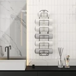 SODUKU Towel Rack Wall Mounted Metal Wine Rack Towel Shelf For Bathroom Black 12 SODUKU Towel Rack Wall Mounted Metal Wine Rack Towel Shelf For Bathroom Black -Songmics Furniture Shop 41qw8SdLsYL