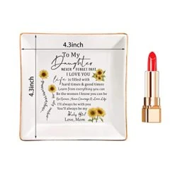 XJF To My Daughter Gift From Mother, Daughter Ceramic Jewelry Trinket Dish, Birthday, Graduation, Christmas, Gift For Daughter From Mother -Songmics Furniture Shop 41qxt42ykLL