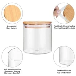 Food Storage Jar, 18.6 FL OZ (550 ML), [Thickened Version] 77L Glass Food Storage Jar With Airtight Seal Bamboo Lid - Modern Design Clear Food Storage Canister For Serving Tea, Coffee, Spice And More -Songmics Furniture Shop 41r30kpPeGL