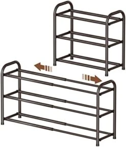 Gonfoam 3-Tier Expandable Shoe Rack,Adjustable Shoe Shelf Storage Organizer Heavy Duty Metal Free Standing Shoe Rack For Entryway Closet Doorway (Black) 16 Gonfoam 3-Tier Expandable Shoe Rack,Adjustable Shoe Shelf Storage Organizer Heavy Duty Metal Free Standing Shoe Rack For Entryway Closet Doorway (Black) -Songmics Furniture Shop 41r981CewBL. AC