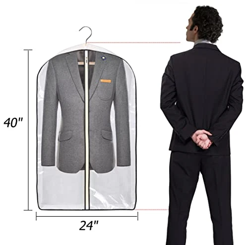 KIMBORA 40" Garment Bags For Hanging Clothes Storage With 4" Gussetes Clear Suit Bags For Closet Storage Coat Cover For Sweaters Shirts, Jackets, (5 Packs,White) 2 KIMBORA 40" Garment Bags For Hanging Clothes Storage With 4" Gussetes Clear Suit Bags For Closet Storage Coat Cover For Sweaters Shirts, Jackets, (5 Packs,White) - Image 2