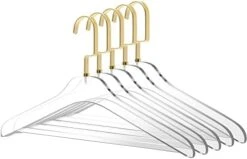 Quality Clear Acrylic Lucite Coat Suit Hangers With Bar – 5-Pack, Stylish Clothes Hanger With Acrylic Pant Bar - Coat Hanger For Dress, Suit - Closet Organizer Adult Hangers (Matte Gold, 5) -Songmics Furniture Shop 41rAPeBOG4L. AC