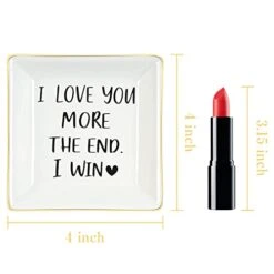 Gifts For Women Girlfriend Wife Couple Ring Holder I Love You More The End I Win Ring Dish Ceramic Jewelry Tray Best Gifts For Lover Couples Girlfriend Fiancee At Valentine's Day Anniversary Birthday Christmas Day -Songmics Furniture Shop 41rBae70CLL