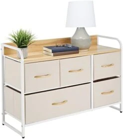 MDesign Wide Dresser Chest With 5 Removable Fabric Drawers - Furniture Storage Unit With Steel Frame And Wood Top For Bedroom, Office, Home Organization - Gray/Multi-Color/Black -Songmics Furniture Shop 41rDG39PRhL. AC