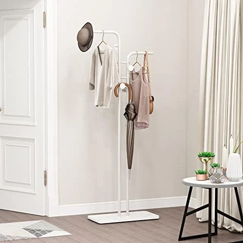 Metal Coat Rack Freestanding With Natural Marble Base, Entryway Coats Hanger Stand With 3 Hooks, Home Hotel Hall Tree-Gold 7 Metal Coat Rack Freestanding With Natural Marble Base, Entryway Coats Hanger Stand With 3 Hooks, Home Hotel Hall Tree-Gold - Image 7