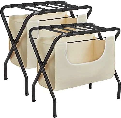 ELYKEN 2 Pack Luggage Rack With Laundry Bag, Guest Room Folding Space Saving Suitcase Holder, Max 110LBS Baggage Shelf With Heavy Duty Nylon Belts, Dirty Clothes Storage For Bedroom Hotel 7 ELYKEN 2 Pack Luggage Rack With Laundry Bag, Guest Room Folding Space Saving Suitcase Holder, Max 110LBS Baggage Shelf With Heavy Duty Nylon Belts, Dirty Clothes Storage For Bedroom Hotel - Image 7