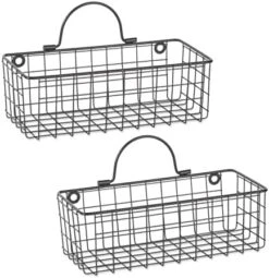 DII Farmhouse Vintage Décor, Wire Wall Basket, Medium, Black, 2 Piece -Songmics Furniture Shop 41rHBFkmFQL. AC
