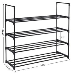 IMVELY 4-Tier Shoe Rack Organizer,16-24 Pairs Metal Shoe Rack For Closet,Shoe Stand,Shoe Shelf,Show Rack,Shoe Storage Cabinet For Entryway Bedroom Living Room Office,Black -Songmics Furniture Shop 41rI0YGXTVS