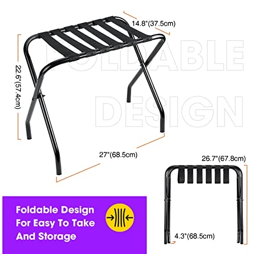 Ulimart Luggage Rack 2Pcs Upgraded Suitcase Stand,Folding Steel Frame,Luggage Rack For Guest Room,Luggage Rack For Suitcases For Bedroom,Easy Assembly Guest Room Essentials 7 Ulimart Luggage Rack 2Pcs Upgraded Suitcase Stand,Folding Steel Frame,Luggage Rack For Guest Room,Luggage Rack For Suitcases For Bedroom,Easy Assembly Guest Room Essentials - Image 7