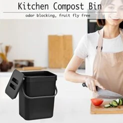LALASTAR Compost Bin With Lid, Hanging Small Trash Can With Lid Under Sink For Kitchen, Food Waste Bin For Countertop, Mountable Garbage Can For Bathroom, RV, 5L/1.3 Gal, Black 16 LALASTAR Compost Bin With Lid, Hanging Small Trash Can With Lid Under Sink For Kitchen, Food Waste Bin For Countertop, Mountable Garbage Can For Bathroom, RV, 5L/1.3 Gal, Black -Songmics Furniture Shop 41rNPE1TO2L