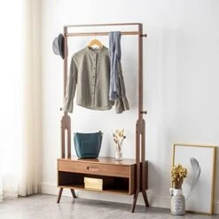 WILK Bamboo Entryway Bench Coat Rack With Full Mirror, Seat, Drawers And Hooks, Hall Tree With Bench And Shoe Storage, Brown (40.6(L) X 13 (W) X 66.5 (H)) -Songmics Furniture Shop 41rRWotOaFL. AC