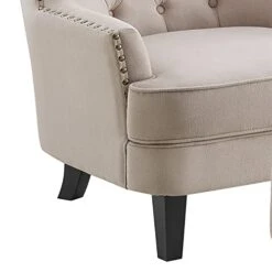 Rosevera McCarthy Furniture Ottoman Arm Living Room Comfy Small Accent Chairs For Bedroom, Standard Size, Velvet Beige -Songmics Furniture Shop 41rRzuEM44L