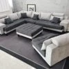 Stendmar 5pc Reversible Modern 2 Tone Grey Microfiber Big Sectional Sofa Set S150D-LG
