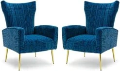 HOMEFUN Accent Chair Set Of 2, Velvet Wingback Armchair Modern Upholstered Single Sofa With Metal Legs For Living Room Bedroom Nursery, Beige -Songmics Furniture Shop 41rYofmtxaL. AC