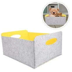 Magazine Basket Felt Storage Basket Box Foldable Organizer Basket Open Storage Bins Boxes With Handle For Magazine Books Newspaper Sundries Yellow Clothes Storage Organizer -Songmics Furniture Shop 41rZVCvdaqL
