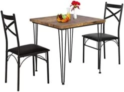 VECELO 5 Piece Kitchen Table Room,Dinette,Breakfast Nook,Industrial Style 4, Vintage Brown, Dining Set For 4 -Songmics Furniture Shop 41rbsAMqAjL. AC