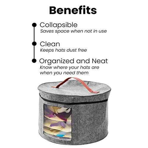 ZIAERKOR Hat Storage Boxes For Women Large Round, Cowboy Hat Boxes Storage Travel,Hat Box Hard Case Round Foldable With Handle & Dustproof Lid Stuffed Animal Toy Storage 15.7" D X 10.2" H 3 ZIAERKOR Hat Storage Boxes For Women Large Round, Cowboy Hat Boxes Storage Travel,Hat Box Hard Case Round Foldable With Handle & Dustproof Lid Stuffed Animal Toy Storage 15.7" D X 10.2" H - Image 3