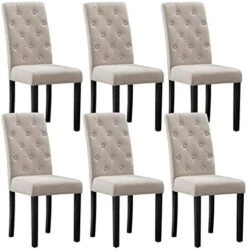 CRECQ Fabric Dining Chairs,Modern Tufted Solid Wood Padded Parsons Chair For Dining Room Set Of 6(Cream) 18 CRECQ Fabric Dining Chairs,Modern Tufted Solid Wood Padded Parsons Chair For Dining Room Set Of 6(Cream) -Songmics Furniture Shop 41rgr FFhHL. AC