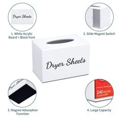 Farmhouse Dryer Sheet Holder, Carmanon Acrylic Dryer Sheet Dispenser Magnetic Laundry Fabric Softener Sheets Holder, Dryer Sheet Container Storage Box With Lid For Laundry Room Decor & Organization 12 Farmhouse Dryer Sheet Holder, Carmanon Acrylic Dryer Sheet Dispenser Magnetic Laundry Fabric Softener Sheets Holder, Dryer Sheet Container Storage Box With Lid For Laundry Room Decor & Organization -Songmics Furniture Shop 41rjexfa1hL