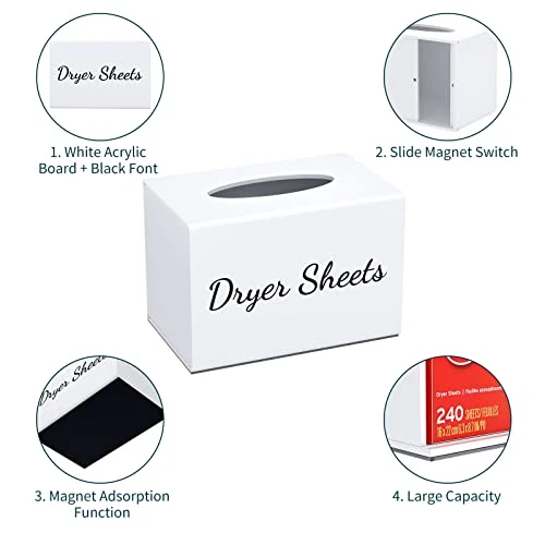 Farmhouse Dryer Sheet Holder, Carmanon Acrylic Dryer Sheet Dispenser Magnetic Laundry Fabric Softener Sheets Holder, Dryer Sheet Container Storage Box With Lid For Laundry Room Decor & Organization 5 Farmhouse Dryer Sheet Holder, Carmanon Acrylic Dryer Sheet Dispenser Magnetic Laundry Fabric Softener Sheets Holder, Dryer Sheet Container Storage Box With Lid For Laundry Room Decor & Organization - Image 5