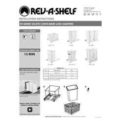 Rev-A-Shelf RV-9PB S Single 30-Quart Wire Construction Bottom Mount Pullout Kitchen Waste Trash Can Container Bin With Full-Extension Slides, White -Songmics Furniture Shop 41rjspdesQL