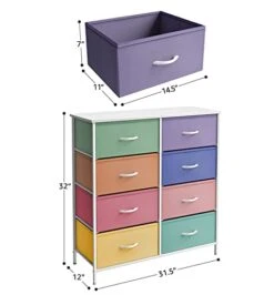 Sorbus Kids Dresser With 8 Drawers - Furniture Storage Chest Tower Unit For Bedroom, Hallway, Closet, Office Organization - Steel Frame, Wood Top, Tie-dye Fabric Bins (Pastel 2) -Songmics Furniture Shop 41rmfiz7lgL