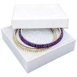 TheDisplayGuys 25-Pack #33 Cotton Filled Cardboard Paper Jewelry Box Gift Case - Matte White (3 1/2" X 3 1/2" X 1")