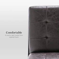 ELuxurySupply Armless Accent Chair | Upholstered Modern Living Room Chair With Metal Frame And Elegant Pintucking | Premium, Comfortable High Density Foam Cushion | Easy Assembly | Faux Black Leather -Songmics Furniture Shop 41rpFGFlgmL