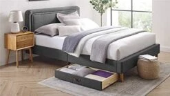 MUSEHOMEINC Upholstered Solid Wood Under Bed Storage Drawer With 4-Wheels For Bedroom/Leather Handle,Wooden Underbed Storage Organizer,Suggested For Twin And Full Size Platform Bed 12 MUSEHOMEINC Upholstered Solid Wood Under Bed Storage Drawer With 4-Wheels For Bedroom/Leather Handle,Wooden Underbed Storage Organizer,Suggested For Twin And Full Size Platform Bed -Songmics Furniture Shop 41rslm0BgL. AC