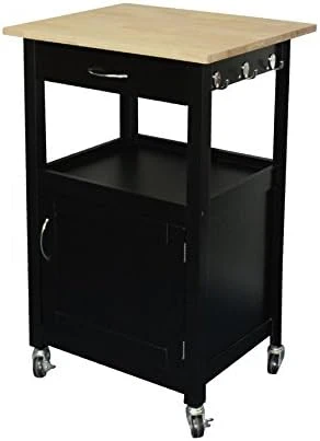 EHemco Kitchen Island Cart On Wheels With Drawer, Storage Cabinet, Shelf And Natural Solid Hardwood Top, White Base 6 EHemco Kitchen Island Cart On Wheels With Drawer, Storage Cabinet, Shelf And Natural Solid Hardwood Top, White Base - Image 6