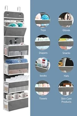 GALMAXS7 2 Pack 5-Shelf Over The Door Hanging Organizer With 8 Mesh Side Pockets, Back Of Door Storage Organizer, Closet Door Organizer Hanging Diaper Storage Organizer, Door Hanger Organizer, Grey -Songmics Furniture Shop 41rtOQBKxrL