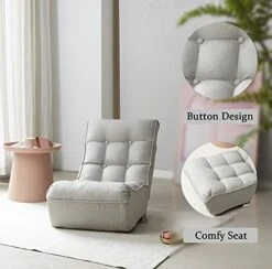 Indoor Chaise Lounge Chair, 3 Angles Adjustable Floor Chair, Folding Lazy Sofa Couch For Teens And Adults, Cushion Padded Comfy Chair For Living Room And Bedroom (Light Grey) -Songmics Furniture Shop 41rtnPKNmiL