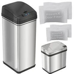 ITouchless 13 Gallon And 2.5 Gallon Automatic Touchless Sensor Kitchen Cans With Odor Control System, Stainless Steel, Includes 10 Premium Bags, CDZT02BG10 28 ITouchless 13 Gallon And 2.5 Gallon Automatic Touchless Sensor Kitchen Cans With Odor Control System, Stainless Steel, Includes 10 Premium Bags, CDZT02BG10 -Songmics Furniture Shop 41rwPyAHaEL