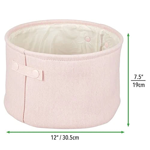 MDesign Soft Cotton Fabric Bathroom Storage Bin With Handles - Organizer For Towels, Toilet Paper - For Closets, Cabinets, Shelves - Textured Weave - 2 Pack - Light Pink 5 MDesign Soft Cotton Fabric Bathroom Storage Bin With Handles - Organizer For Towels, Toilet Paper - For Closets, Cabinets, Shelves - Textured Weave - 2 Pack - Light Pink - Image 5