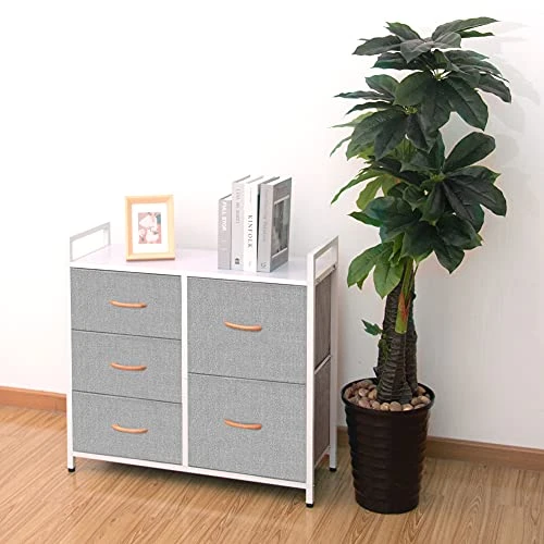 AZL1 Life Concept Storage Dresser Furniture Unit - Large Standing Organizer Chest For Bedroom, Office, Living Room, And Closet - 5 Drawer Removable Fabric Bins - Light Grey/White 4 AZL1 Life Concept Storage Dresser Furniture Unit - Large Standing Organizer Chest For Bedroom, Office, Living Room, And Closet - 5 Drawer Removable Fabric Bins - Light Grey/White - Image 4