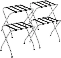 GOFLAME Folding Luggage Rack, Chrome Metal Suitcase Stand For Guest Room, Bedroom, Hotel, No Assembly Required (Set Of 4) -Songmics Furniture Shop 41s4OgnwKbL. AC