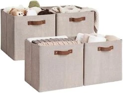 StorageWorks 13x13 Storage Cubes, Collapsible Storage Bins Organizer For Closet, Fabric Storage Box With PU Handles, Beige, 4-Pack 19 StorageWorks 13x13 Storage Cubes, Collapsible Storage Bins Organizer For Closet, Fabric Storage Box With PU Handles, Beige, 4-Pack -Songmics Furniture Shop 41sH8z0LWhL. AC