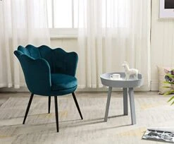 Wahson Velvet Accent Chair For Bedroom With Black Metal Legs,Leisure Armchair For Living Room/Cafe/Lounge (Teal) -Songmics Furniture Shop 41sLIhaGMFS