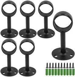 AYSUM 10 Pack 1 Inch Curtain Rod Ceiling-Mount Bracket Curtain Rod Brackets, Shower Curtain Closet Rod Holders For 1 Inch Rod, Wardrobe Pole Flange Socket With Matching Screws, Black -Songmics Furniture Shop 41sM DUDqCL. AC