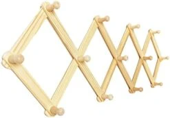 AMAPON Accordion Style Expandable Wall Wooden Coat Rack 13 Hooks (Pegs) Hang Hats Jackets Coffee Mug Purses Necklaces Towels Cap Leash Scarves Data Line Kitchenware -Songmics Furniture Shop 41sMZygZHL. AC