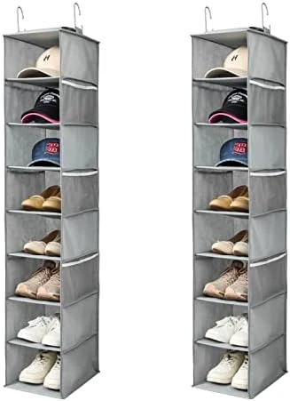 Berdeng Hanging Shoe Organizer For Closet With Side Mesh Pockets,Hat Racks For Baseball Caps,Shoe And Hat Holder & Storage,8-Shelf,Black,1 Pack 12 Berdeng Hanging Shoe Organizer For Closet With Side Mesh Pockets,Hat Racks For Baseball Caps,Shoe And Hat Holder & Storage,8-Shelf,Black,1 Pack - Image 12
