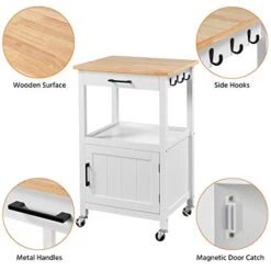 Yaheetech Rolling Kitchen Island With Single Door Cabinet And Storage Shelf, Kitchen Cart With Drawer On Swivel Wheels For Dining Room/Living Room, 18"x22"x35"H, White -Songmics Furniture Shop 41sUcESPtfL