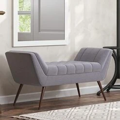 BELLEZE 63 Inch Mid Century Modern Ottoman, Contemporary Upholstered Linen Fabric Bench With Wood Legs, Accent Furniture For Living Room, Bedroom, Entryway - Moreno (Grey) 25 BELLEZE 63 Inch Mid Century Modern Ottoman, Contemporary Upholstered Linen Fabric Bench With Wood Legs, Accent Furniture For Living Room, Bedroom, Entryway - Moreno (Grey) -Songmics Furniture Shop 41sV8vaNIXL. AC
